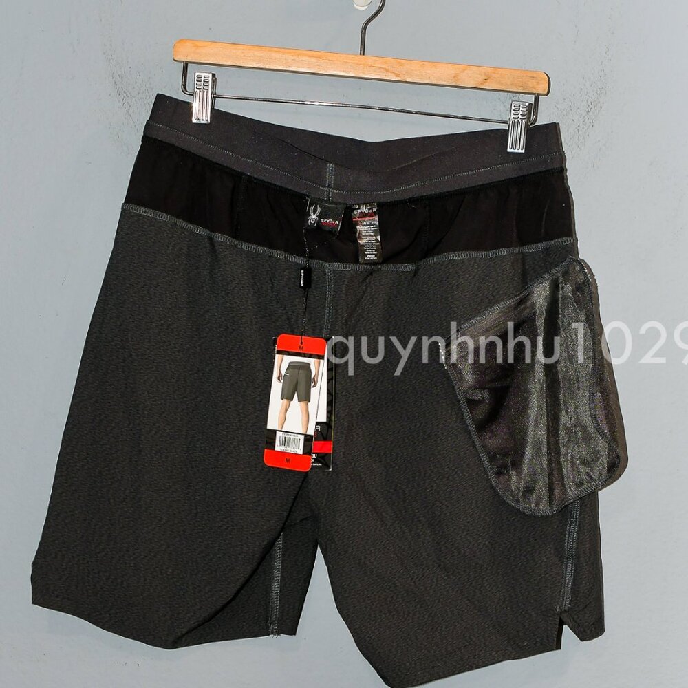 Spyder Men's Proweb Stretch Zippered Pockets Active Shorts in Black color - Picture 8 of 9